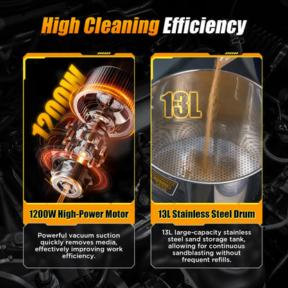 Walnut Blaster Kit for Carbon Cleaning with 2kg Walnut Sand Blaster Machine HTS558 Engine Intake Valve Cleaning Kit 1200W Automotive Engine Carbon Remover with 8.9Ft Sandblasting Hose,5 Adapters