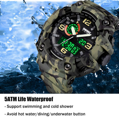 Gosasa Men's Large Face Outdoor Sports Watches Military S-Shock Watch Waterproof, Backlight, Alarm, Stopwatch Features - Rugged Wristwatch for Training, Hiking, and Adventure