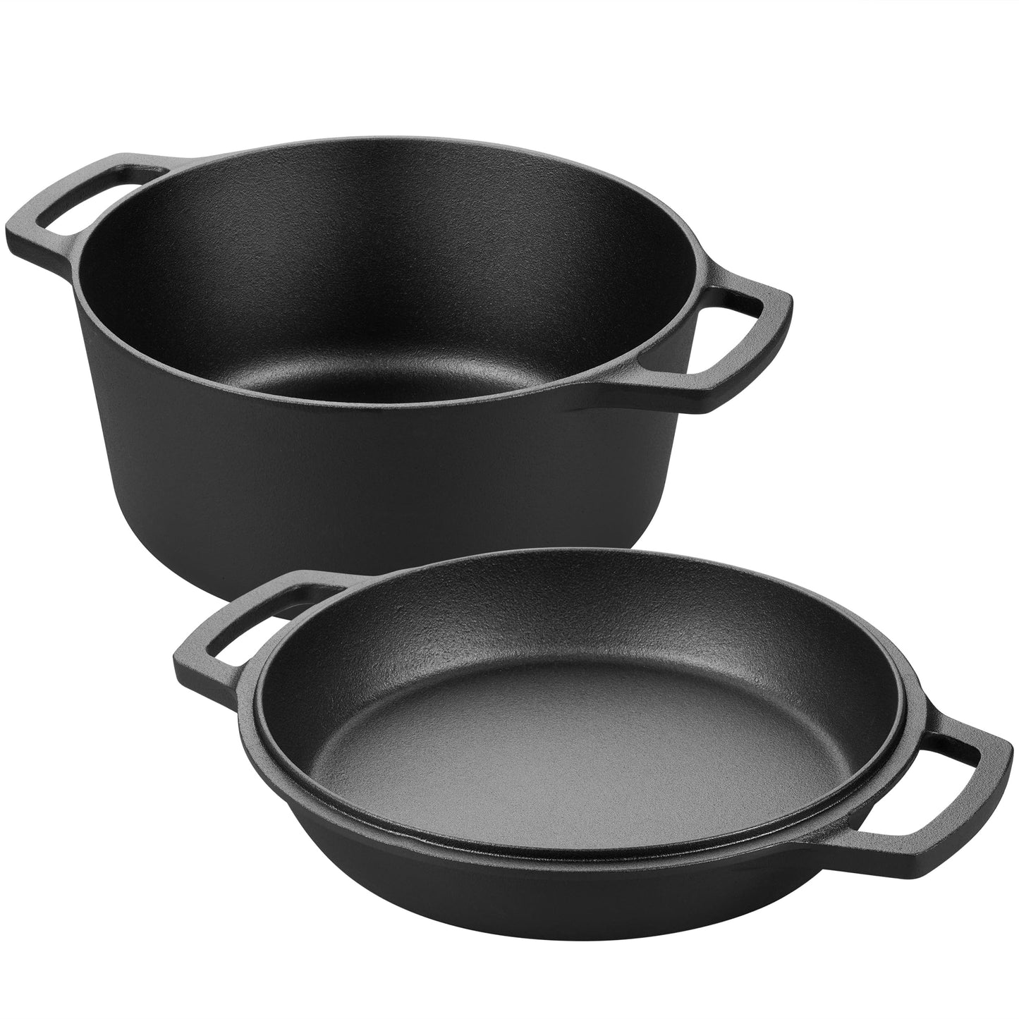 VORRINGARD Pre-seasoned Cast Iron Dutch Oven Pot with Skillet Lid, for Sourdough Bread Baking, Outdoor, Campfire, Camping Cookware, with Sourdough Bread Baking kit, 5qt