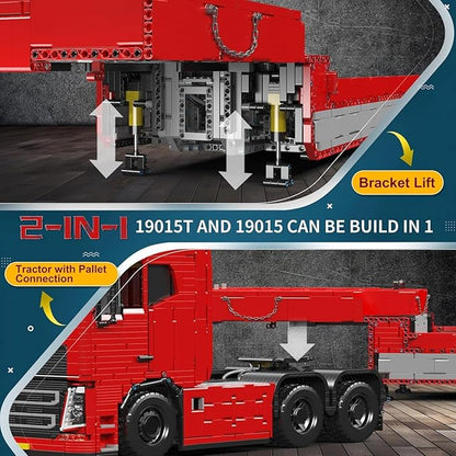 Mould King Tractor Truck Block Kits Model MOC 19015 Building Blocks Set to Build Gift for Age 14+/Adult Collections Enthusiasts(4608 Pieces with Motor/APP Remote Control)