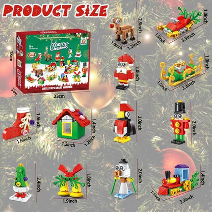 Building Toys 12 Pack - 6-in-1 Mini Blocks Christmas Set | 300 Pieces for Kids Ages 6-12