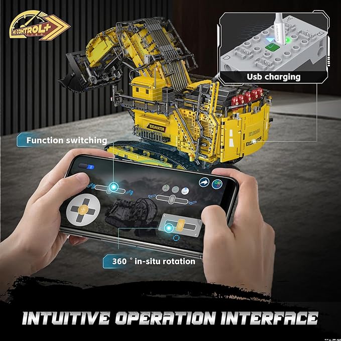 Mould King 17070 RC Excavator Building Set for Adults 4767 Pieces Truck Construction Vehicle Model APP Remote Control Truck with Engines STEM Engineering Toys