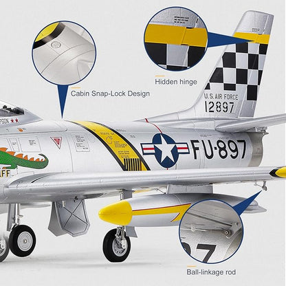FMS Rc Planes for Adults Remote Control Airplane F-86 Skyblazer Blue RC Airplane 6CH 80mm Hobby Rc Airplanes PNP (No Radio Battery Charger)