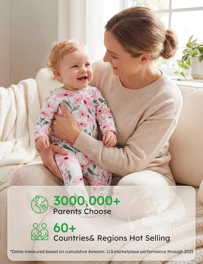 Yoofoss Baby Pajamas - 100% Organic Cotton Sleepers for Newborns | 3-Piece Footed PJs Set (0-9 Months)