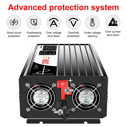 Xijia 2000W Pure Sine Wave Inverter，24V to 120V AC Converter for Home，Solar Systems，Remote and Bluetooth Control for Truck，Camping，with 2 20A AC Socket，Surge Power 4000W
