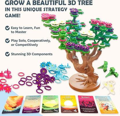 Bloomchasers 3D Flower Stacking Tree Building Board Game for Families and Adults Light Strategy Beautiful Fun &amp Competitive Base Game + Expansion 1-6 Players Age 12+