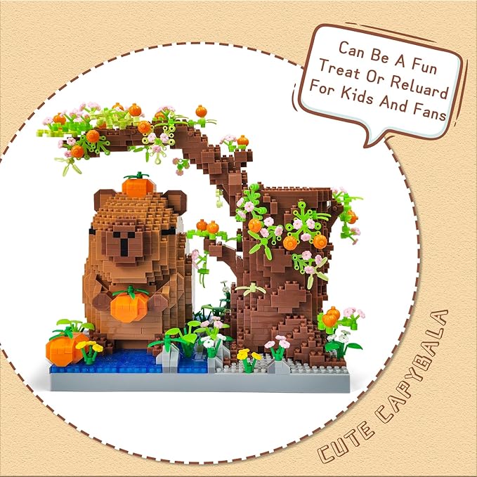 Capybara Set Toy Micro Mini Building Block Pen Holder&ampDesk Organizer Cute Animals Building Bricks Kit(1880Pcs) Arts&ampCrafts for Capybara Lovers for Kids Age 8+ for Adult not Compatible with Leg