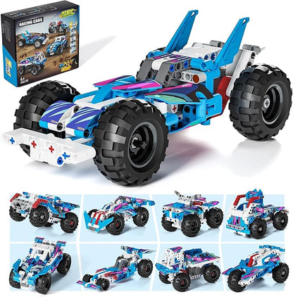 Technic 9 in 1 Pull-Back Car Building Set - Off-Road Race Vehicle Models for Boys and Girls STEM Engineering Toy for Kids Ages 8 and Up | Ideal Gift for Birthdays