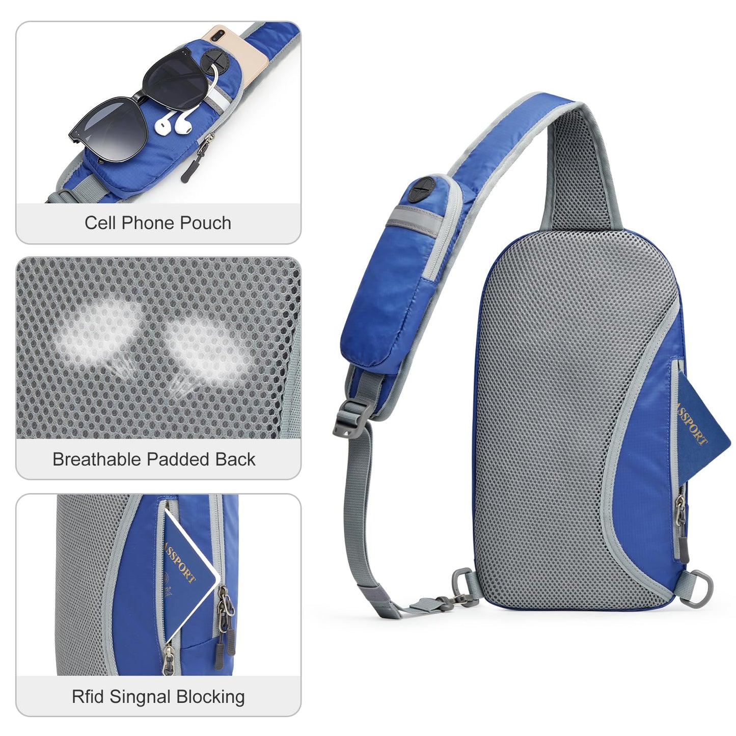 G4Free Sling Bag RFID Blocking Crossbody Backpack with Front Pocket Hiking Daypack Chest Bag for Women Men