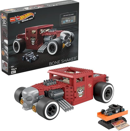MEGA Hot Wheels Vehicle Building Toy Collectible for Adults 1:18 Scale Bone Shaker with Die Cast Model for Fans and Collectors HBD50