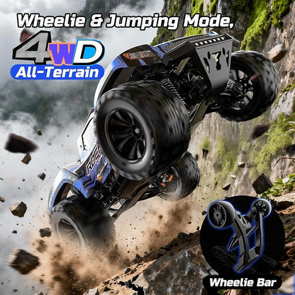 DEERC 1:12 Fast RC Cars 45KPH 4WD High Speed Short Course RC TruckOff-Road All Terrain Remote Control Car with 2 Rechargeable Batteries &amp Spare Tire2.4GHz RC Monster Truck for Adults Kids Boys
