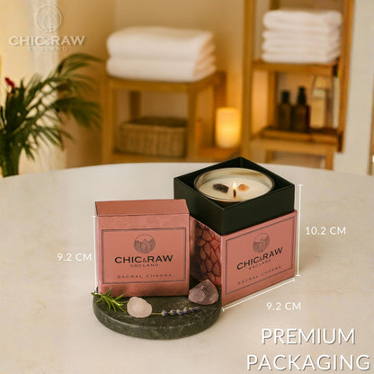 Aromatherapy Candle with Crystal Amethyst Sacral Chakra, Scented Candle Made of Ylang Ylang Oil, Luxury Long-Lasting Burn Soy Candle for Home Scented - Stress Relief, & Manifestation, 7.05oz