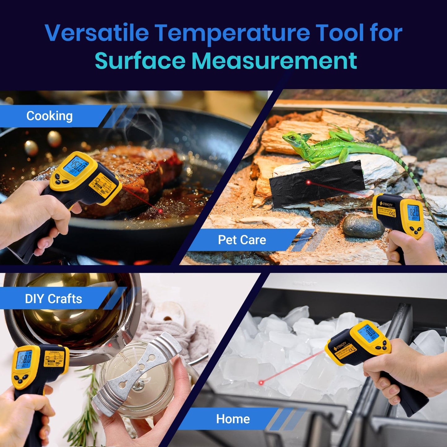 Etekcity Infrared Thermometer Temperature Gun 1080, -58°F to 1130°F for Meat Food Pizza Oven Griddle Accessories, Heat Gun for Cooking, Kitchen, Fridge, Reptile,BBQ