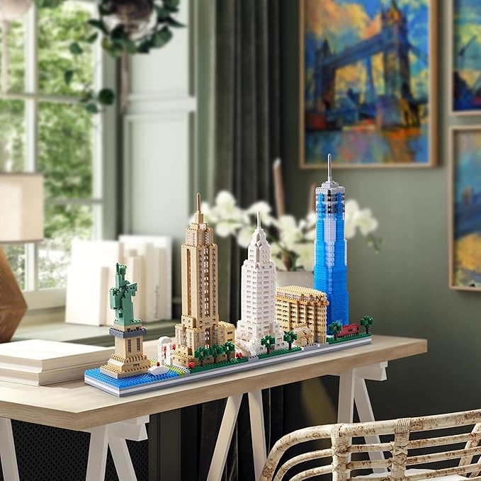 YaJie New York Skyline Micro Mini Blocks Building Set Collection Model Kit - Detailed City Architecture for Adults（3452 Pcs）