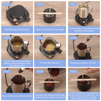 Complete Candle Making Kit with Wax Melter,Candle Making Supplies,DIY Arts&Crafts Kits Gift for Beginners,Adults,Including 500w Electronic Stove,Wicks,Wax,Rich Scents,Dyes,Melting Pot,Candle tins