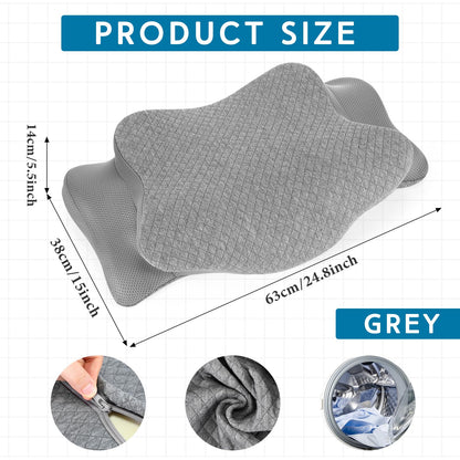 HunnmingRe Cervical Pillow Case Cover Comfortable and Breathable Memory Foam Cervical Neck Pillow Case Cover with Zipper (Gray,Queen Size)