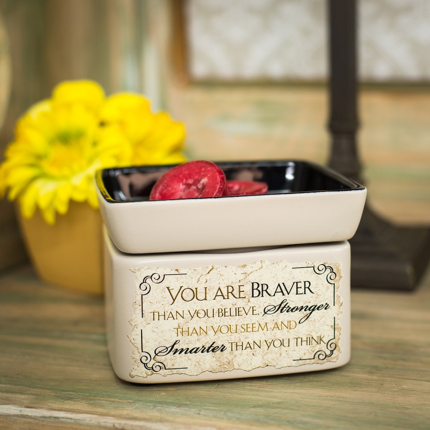 Elanze Designs You are Braver Stronger Smarter Electric 2 in 1 Jar Candle and Wax Oil Warmer