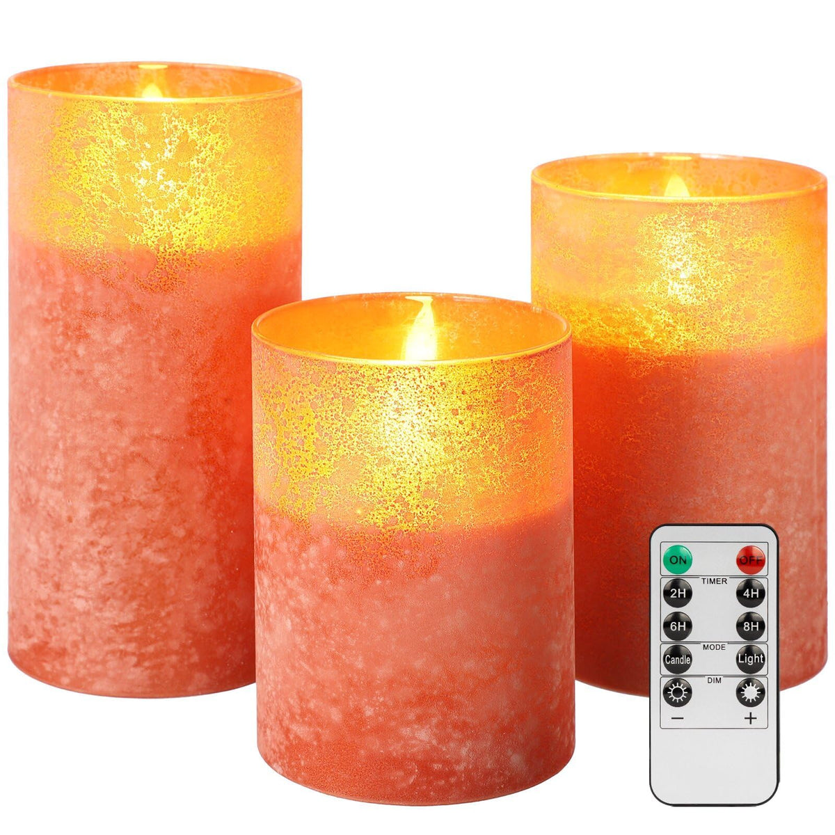 Mingfuxin Flameless Candles with Remote, Orange Candles Battery Operated with Timer, LED Candle for Mantel Bedroom Coffee Table Halloween Decorations