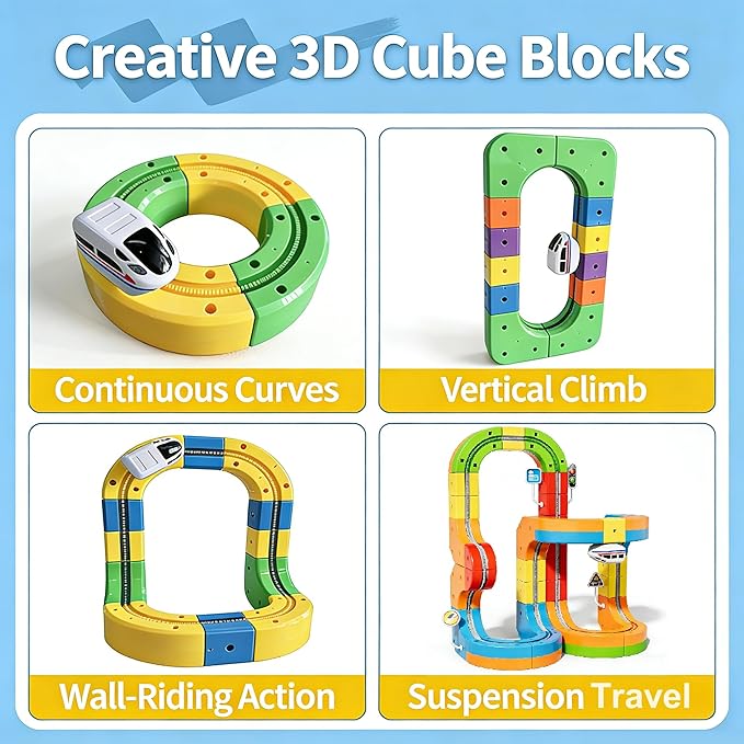 Electric Train Set 3D Magic Flexible Race Tracks for Kids Ages 4-8 123PCS Anti Gravity Race Track with Car for Toddler 3-5 STEM Educational Building Toy Gift for Boys &amp Girls