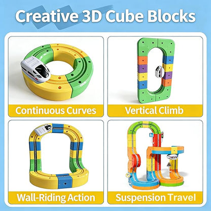 Electric Train Set 3D Magic Flexible Race Tracks for Kids Ages 4-8 123PCS Anti Gravity Race Track with Car for Toddler 3-5 STEM Educational Building Toy Gift for Boys &amp Girls