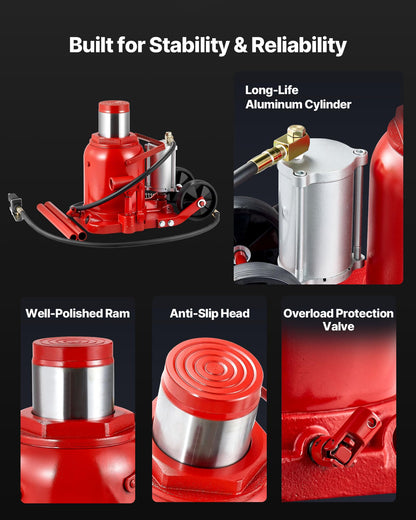 VEVOR Pneumatic Bottle Jack 50T Hydraulic Car Jack Lift Range 27-43cm Air Transmission Jack 110231lbs for Heavy Duty Vehicles