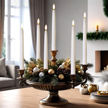 Baquler 50 Pcs 9.7 Inch Flameless Taper Candles Battery Operated Taper Candles Bulk LED Flickering White Candlesticks for Wedding Church Table Centerpiece Halloween Christmas Party Decor