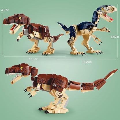 Dinosaur Toy Building Sets Build Mighty T.rex &amp Velociraptor Dinos World Building Kit for Boys and Girls Ages 6+ Year Old Gift Ideas for Birthdays (910 PCS)