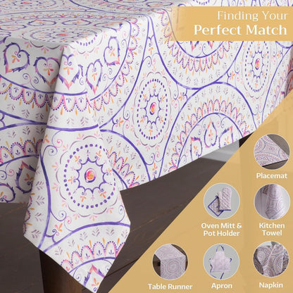 Maison d' Hermine Table Cloth Rectangle Table 100% Cotton 60 x 120 Inches Tablecloth Reusable Decorative for Dining Kitchen Room Farmhouse Home Gifts for Mothers Day Spring Summer - Mandala