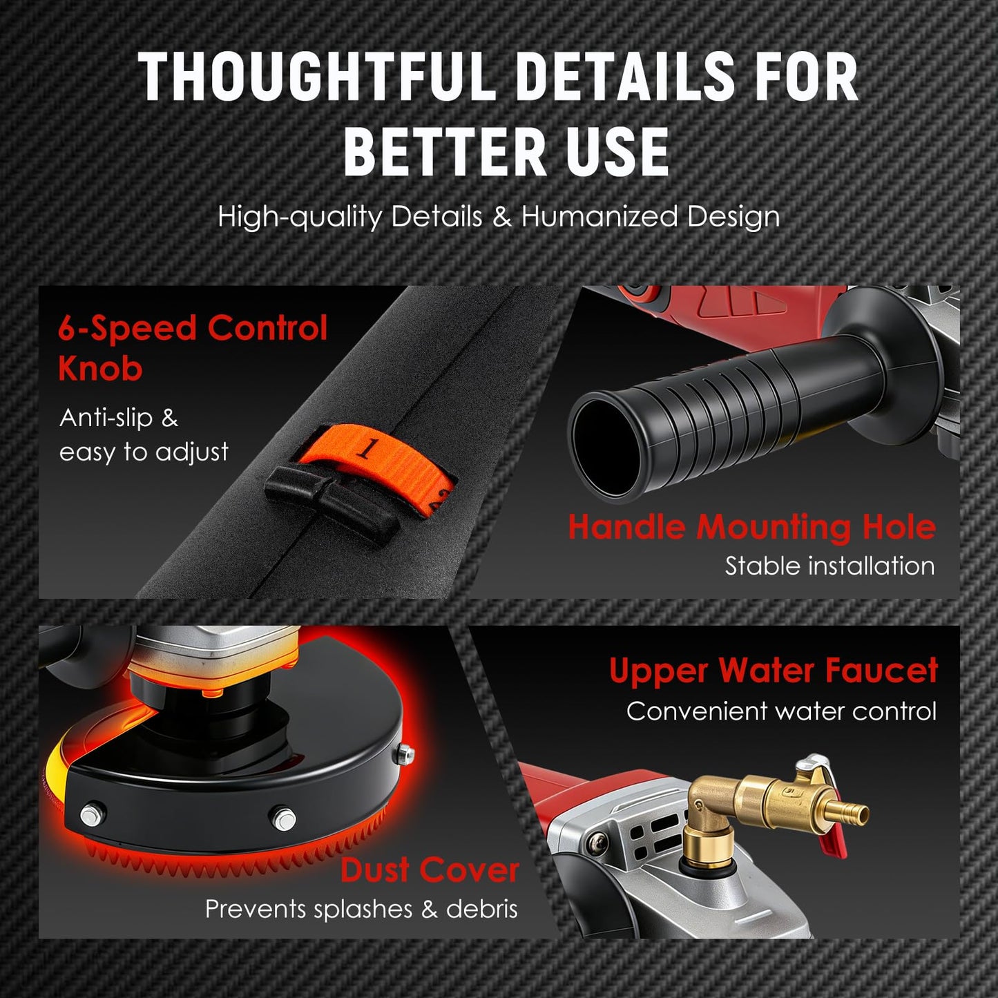 Antstone 860W Wet Polisher 4'' Electric Granite Polisher with 6 Variable Speeds 110V Wet Stone Polisher Grinder Buffer Concrete Polisher for Granite Marble Concrete Stone Countertop Floor Surface Tile