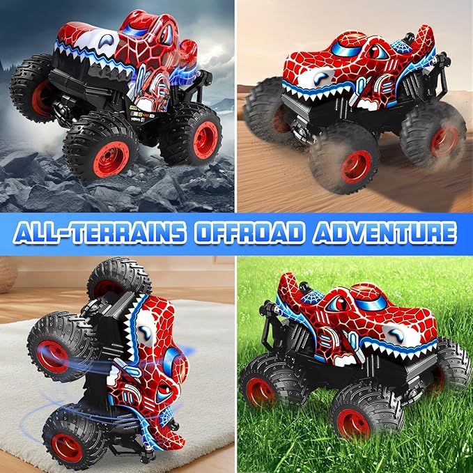 Remote Control Monster Truck 2.4Ghz Spider Rc Monster Truck Toys Rchargeable Kids Cars Vehicle with Musics Lighting Effect 360°Stunts Rc Spider Toys Birthday Gifts for Boys 3 4 5+