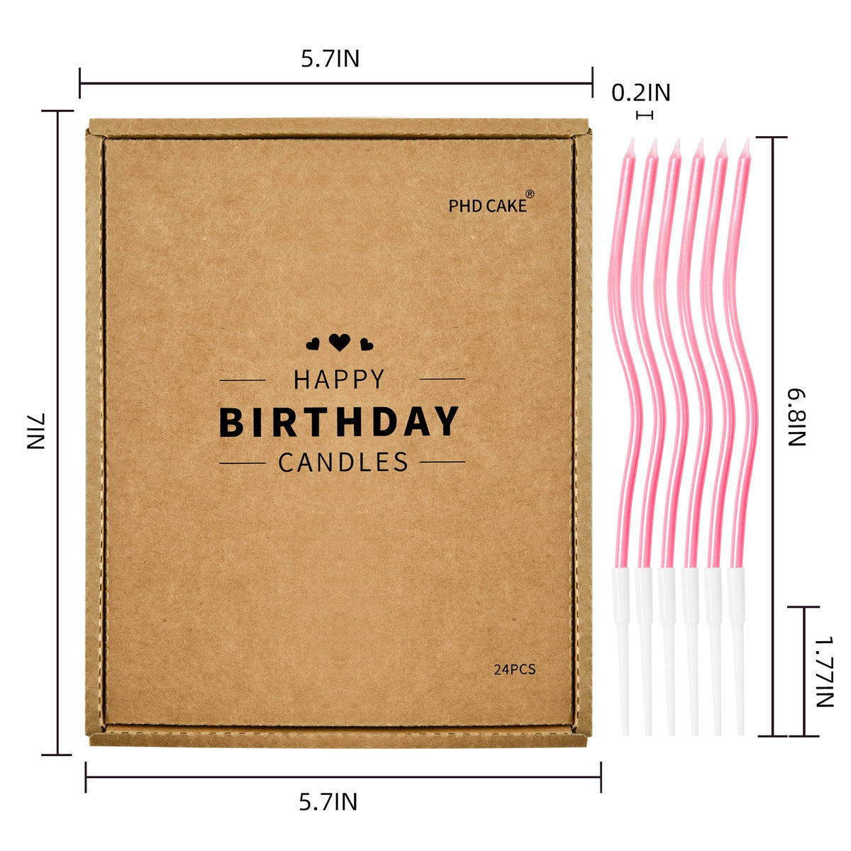PHD CAKE 24-Count Pearl Pink Spiral Long Thin Birthday Candles, Cake Candles, Birthday Parties, Wedding Decorations, Party Candles