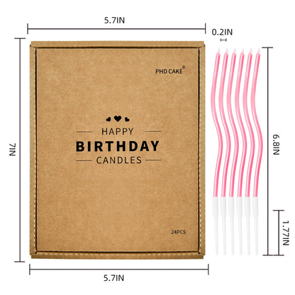 PHD CAKE 24-Count Pearl Pink Spiral Long Thin Birthday Candles, Cake Candles, Birthday Parties, Wedding Decorations, Party Candles