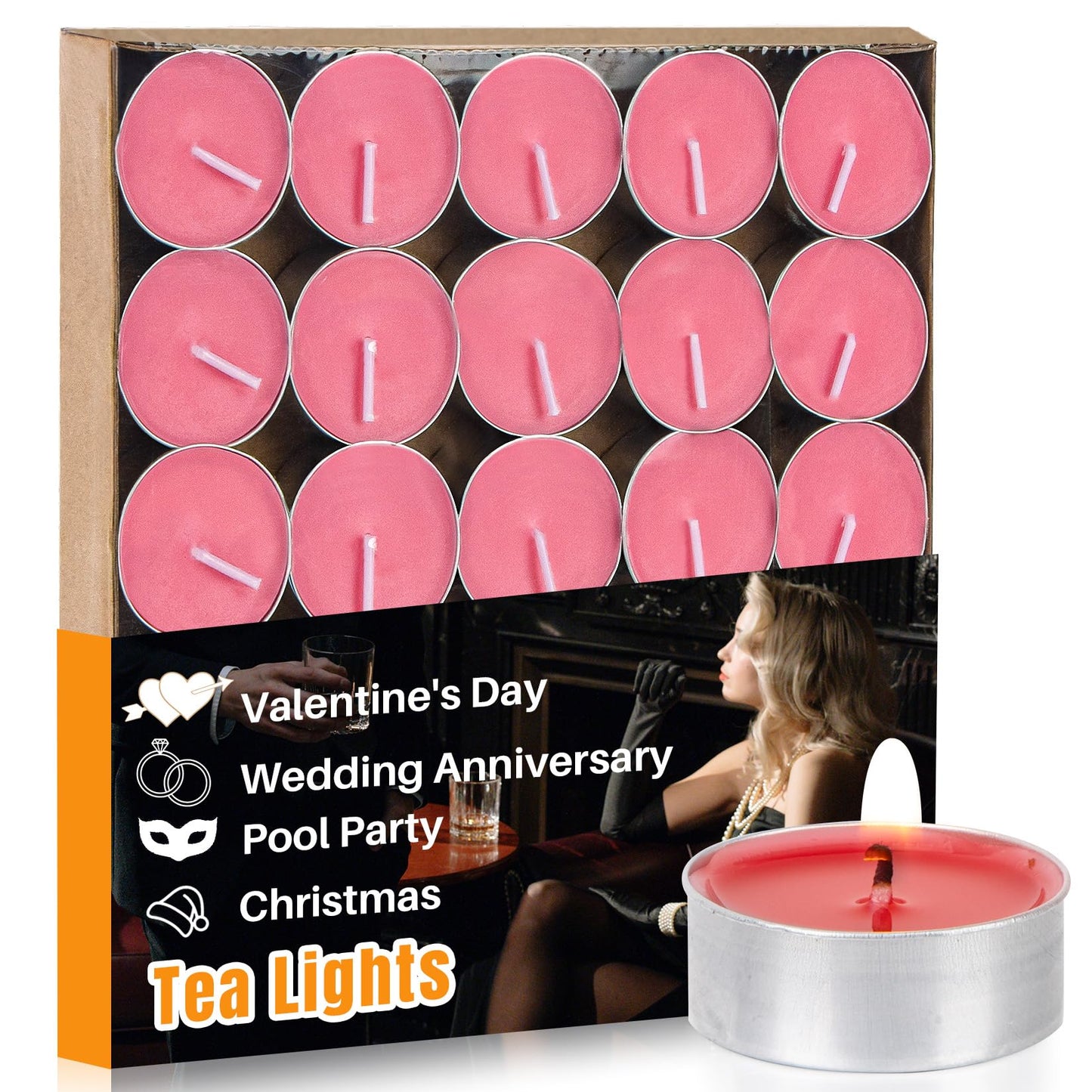 Pink Tea Lights Candles Set - MAQIHAN Mini Tealight Candles Votive Soy Candle with Cotton Wick for Home Decoration, Wedding, Emergencies, Shabbat, 25pcs