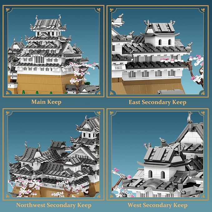 Reobrix Japanese Himeji Castle Building Block Sets for Adults 55017 1:127 Japanese Architecture Model Large Landmark Building Set Home Office Decoration Gift for Adults (7105PCS)