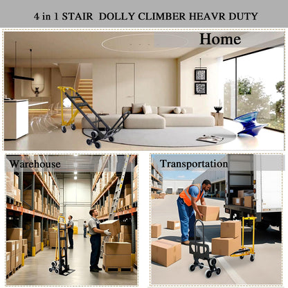 SHUNWATER 4 in 1 Convertible Hand Truck Dolly Cart,1000 lbs Capacity Hand Trucks Heavy Duty,Stair Climbing Dolly for Moving House,Business Delivery,Transportation(Black Yellow)