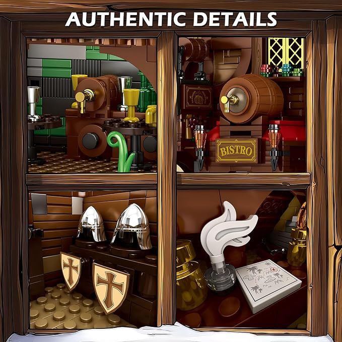 Reobrix Medieval Tavern Building Set European Century Bistro Kit 66018 Collectible Architecture Display with Highly Detailed Wine Cellar &amp Armory Creative Construction Gifts for Adults Teens 1