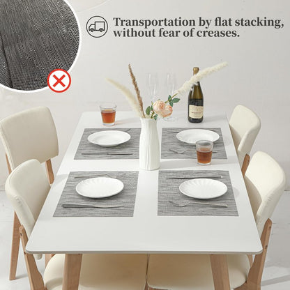 Leetaltree Silver Placemats Set of 4 - Heat Resistant Non-Slip Place mats for Dining Table, Washable Durable PVC Vinyl Woven Table Mats（Silver, 4）