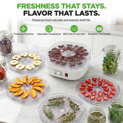 Nutrichef Food Dehydrator Machine | Dehydrates Beef Jerky, Meat, Food, Fruit, Vegetables & Dog Treats | Great For At Home Use | High-Heat Circulation for Even Dehydration | 5 Easy to Clean Trays