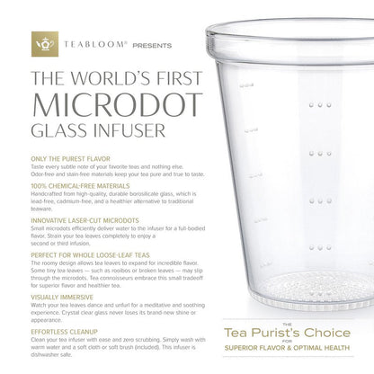 Teabloom Innovative Filtered Borosilicate Glass Teapot With Microdot Whole Leaf Tea Glass Infuser, 40 ounces – A Pure & Immersive Tea Experience – Tea Purist's Choice