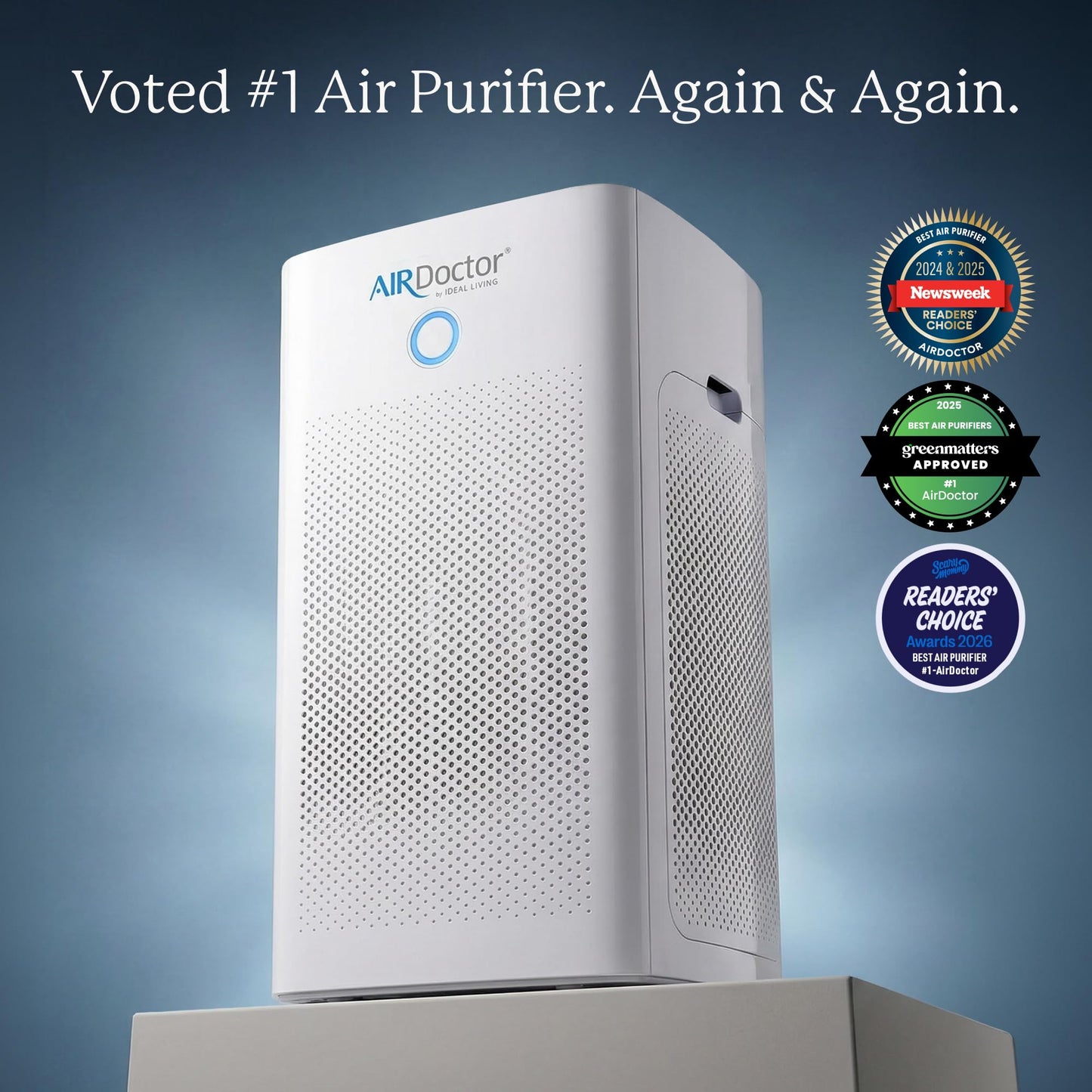AIRDOCTOR AD5500 Air Purifier. Cleans Whole Home, Extra Large Rooms Up to 4172 ft2. Removes Allergens, Smoke, Dust, Mold, Pet Hair, Odors, Pollen. Hospital-Grade UltraHEPA & Premium Carbon Filtration
