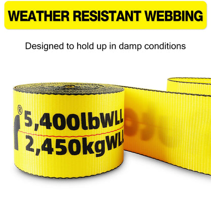 Autofonder Winch Straps 4" x 30' Yellow Heavy Duty Tie Down Flat Hooks WLL 5400 lbs | 4 Inch Cargo Control for Flatbed Truck Utility Trailer (10 Pack)