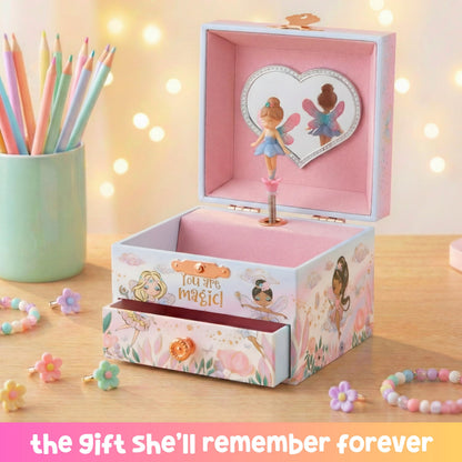 Giggle & Honey Musical Fairy Jewelry Box for Girls - Kids Music Box with Spinning Fairy and Mirror, Princess Gifts for Little Girls, Jewelry Boxes, Childrens Birthday Gift - Ages 3-10, Pink