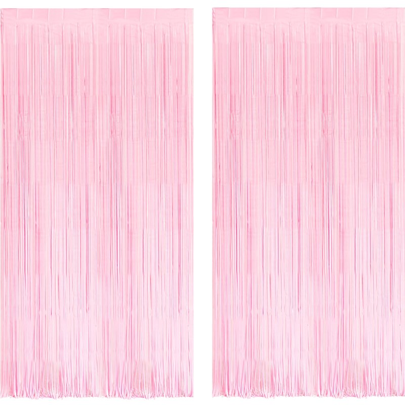 BRAVESHINE Pastel Pink Fringe Curtains Backdrop - 2 Pack Photo Booths Party Streamers for Graduation/Baby/Cowgirl/Birthday/Bridal Shower/Bachelorette/Engagement/Sweet/Bow Decorations