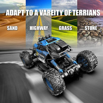 CROBOLL 1:12 Large Remote Control car for Boys Kids with Lifting Function4WD RC Cars Electric Monster Truck Toy Gifts 4X4 Off-Road RC Rock Crawler 2.4GHz RC Truck with 2 Batteries(Blue)