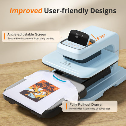 HTVRONT Auto Heat Press 2 - Heat Press Machine for T Shirts with Adjustable Pressure & Higher Heating Height, Heats Up Fast & Evenly Heat Press 15x15 for HTV, Sublimation, Heat Transfer Projects