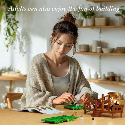 Folk Cabin Building Set Folk House Compatible with Lego Forest Cabin House Building Creative Collection Toys Mysterious Cabin ModelChristmas Birthday Gifts for Girls Adult (664 PCS)