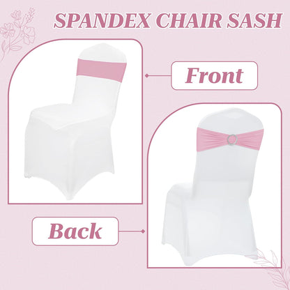 MDS Premium Spandex Chair Sashes - Stretchy Bow Covers with Buckle Slider | Pack of 10 - Pink