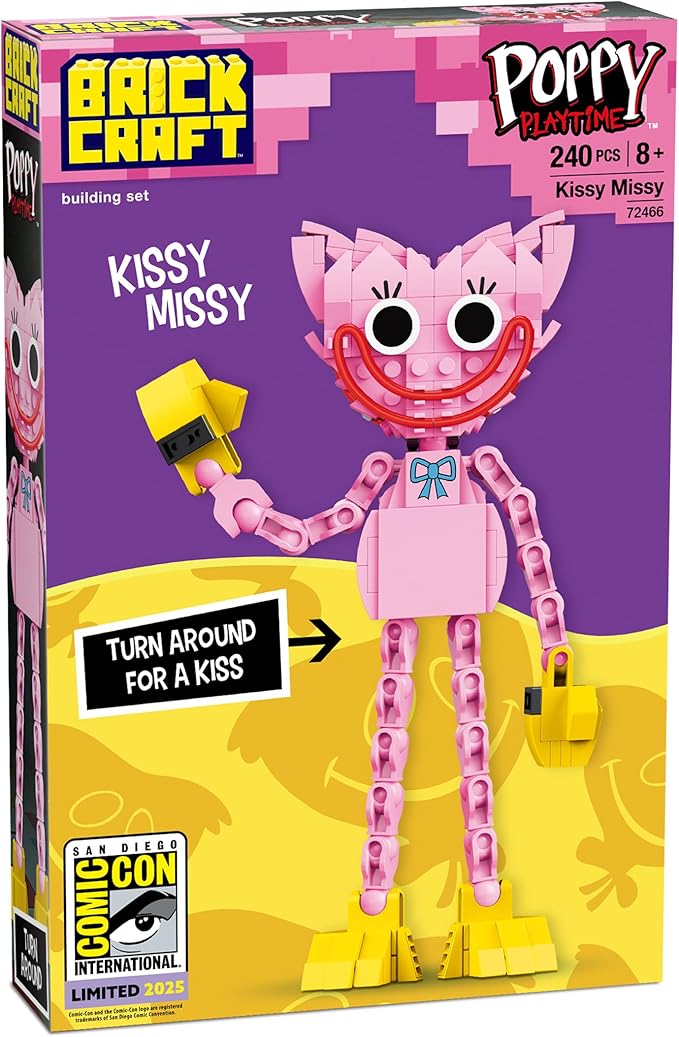 Brickcraft Poppy Playtime Kissy Missy Building Set 240 Pieces Collectible Pink Figure Toy with Articulated Limbs SDCC 2025 Limited Edition Construction Set for Kids Ages 8 Plus Official Licensed Toy