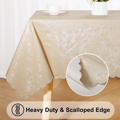 Smiry Square Table Cloth, Waterproof Heavy Duty Vinyl Tablecloths, Wipeable Washable Table Cover for Kitchen and Dining Room (Beige, 54" X 54")