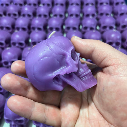 2pcs purple skull candles for help in clairvoyance and divination(witch, aessthetic, skeleton, goth, spooky, ritual, fireplace, decor, bloody, brain, spiritual, weird, satanic, drip)